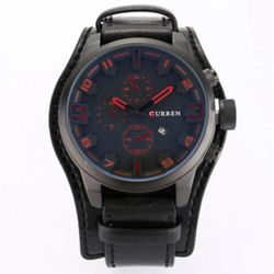 8225 MEN'S WATCH - LEATHER BAND - BLACK