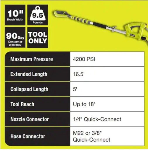 Ryobi 18 ft. Extension Pole with Brush for Pressure Washer for Sale in