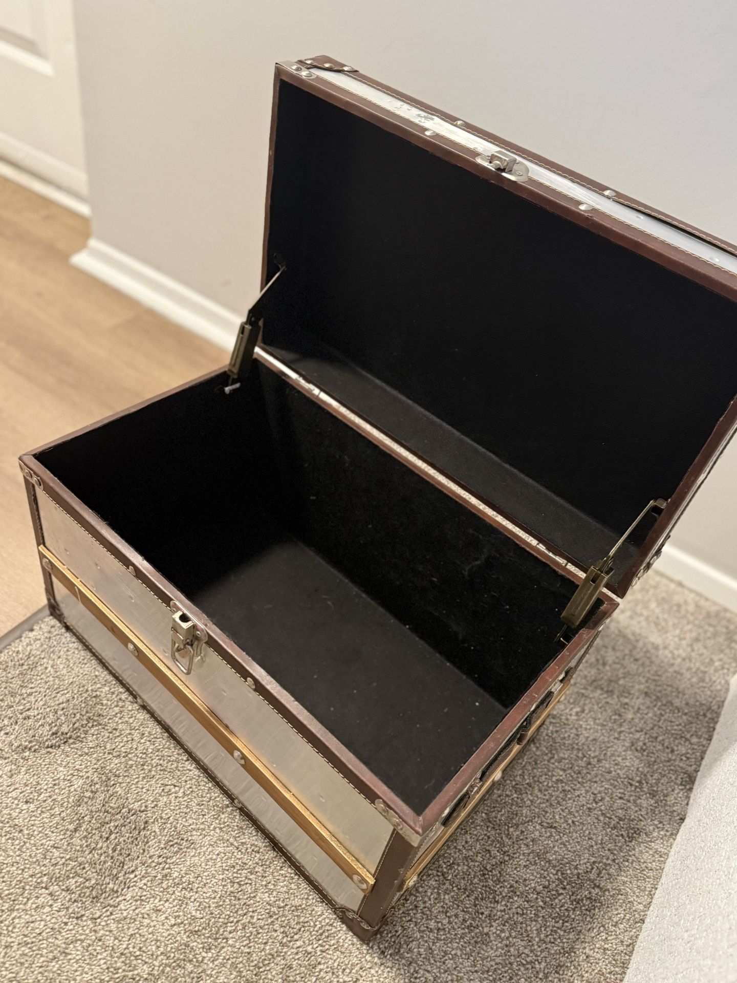 Vintage-Style Metal & Wood Storage Trunk