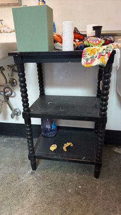 Black Bobbin 3-Tier Wooden Shelf