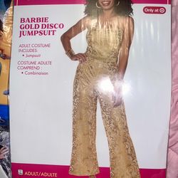 NEW - Barbie The Movie Costume Barbie Gold Disco Jumpsuit Adult Large 12-14 - Halloween Costume Party 