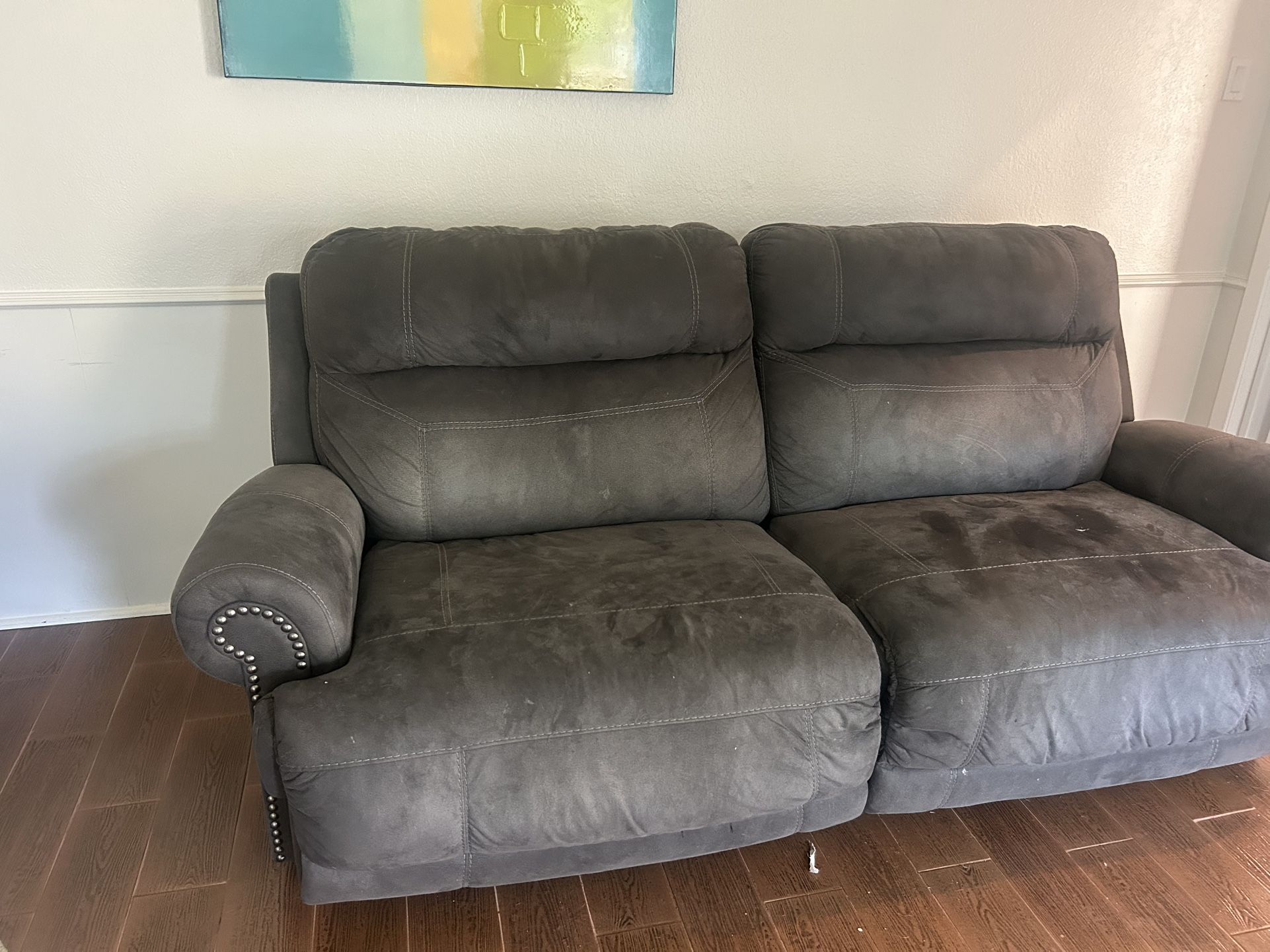 Dark Gray 2 Person Recliner Couch