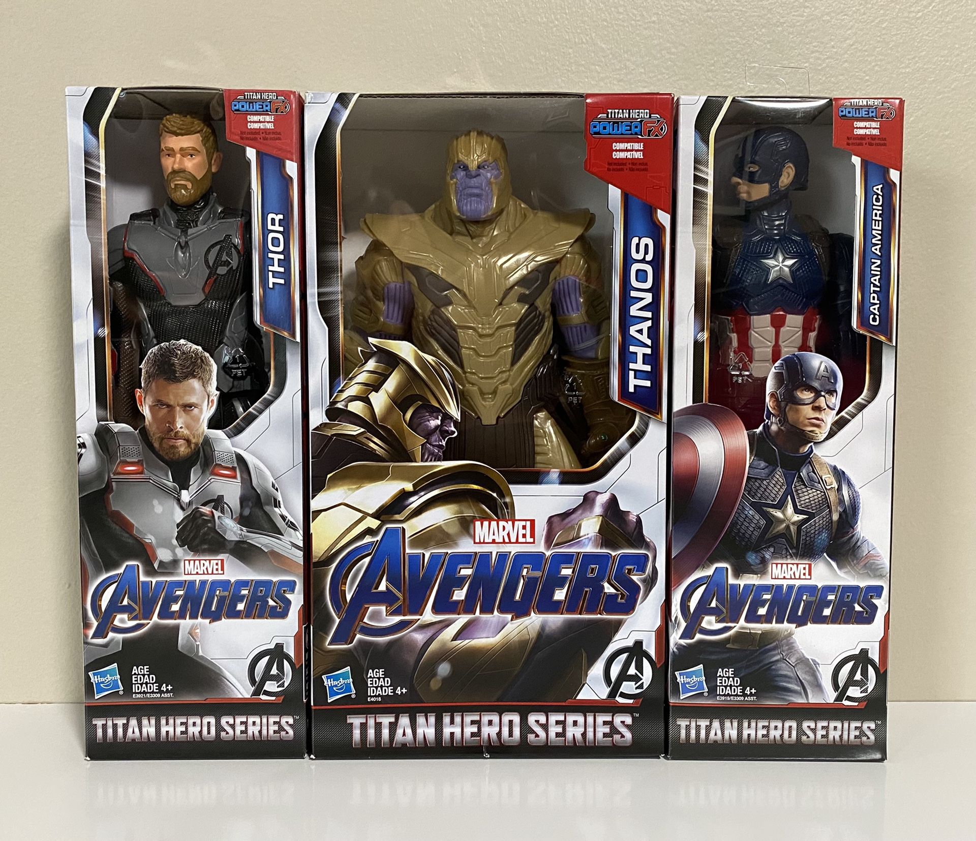 Marvel Avengers Titan Hero Series Thor, Thanos and Captain America Figures