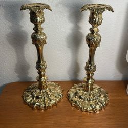 Stunning Vintage Solid Brass Pillars 12" Tall 