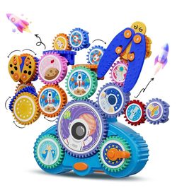 STEM Gears Toys for Kids Ages 3+, Creative Learning Building Blocks, 18Pcs Educational Construction Toy Set, Electric & Manual Dual Mode, Versatile Ge
