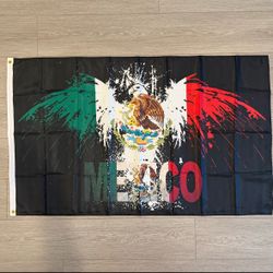 Mexico Flag with Eagle Outline
