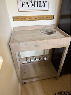 Bar/wine Cart With Glass Bucket, Ice Bucket And Decanter