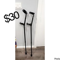 Geiserailie 2 Pcs Forearm Crutches for Adults Adjustable Elbow Crutches with Metal Spine Articulating Arm Cuff TPR Hand Grip and Wider Rubber Tip Ligh