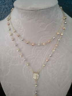 14k Tricolor Gold ROSARIO de 26"