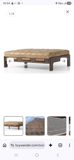Four Hands Kensington Halston Brown Leather Ottoman