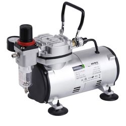 Airbrush Compressor AS18-2, Basic Mini Compressor, 4 Bar/Auto Stop for Hobby Paint Body Tattoo Cake Decoration Model Painting Automotive Graphic Make-