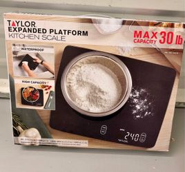NIB Taylor 30 lb Expanded Platform Digital Waterproof Kitchen Scale