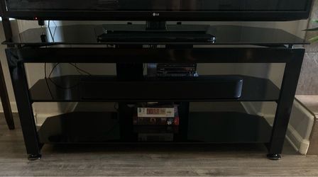 Black glass TV stand