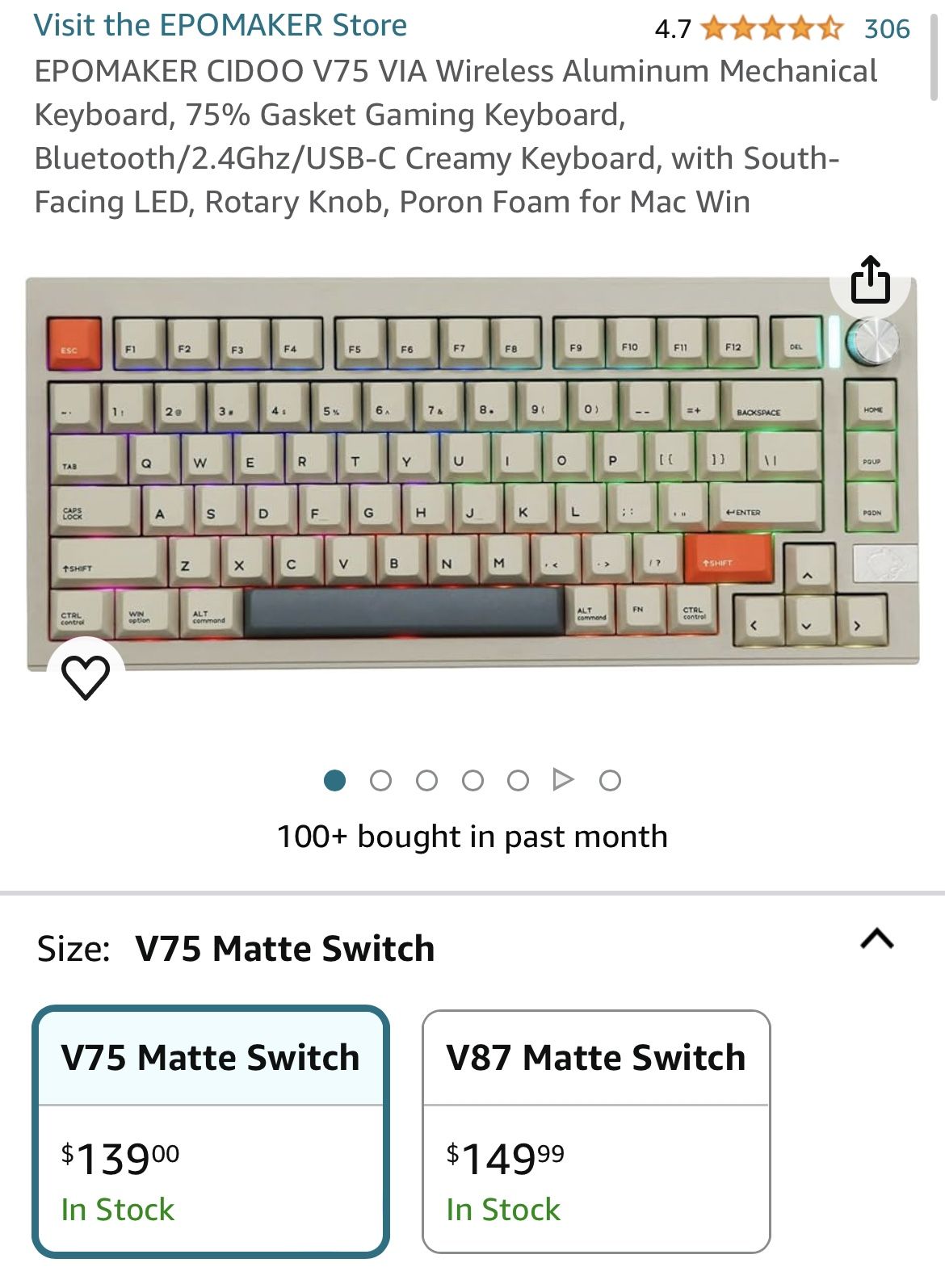EPOMAKER CIDOO V75 VIA Wireless Aluminum Mechanical Keyboard