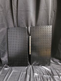 (2) Black Metal Pegboard Wall Panels – 24” x 12”