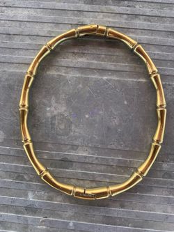 Yellow Gold Filled Sterling Silver Womens 6.5" Bamboo Style Opening Bracelet