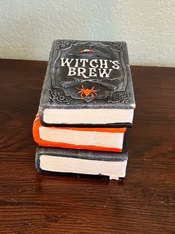 Witch's Brew Halloween Stacked Books Decor