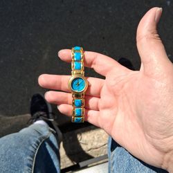 Turquoise And Gold Watch
