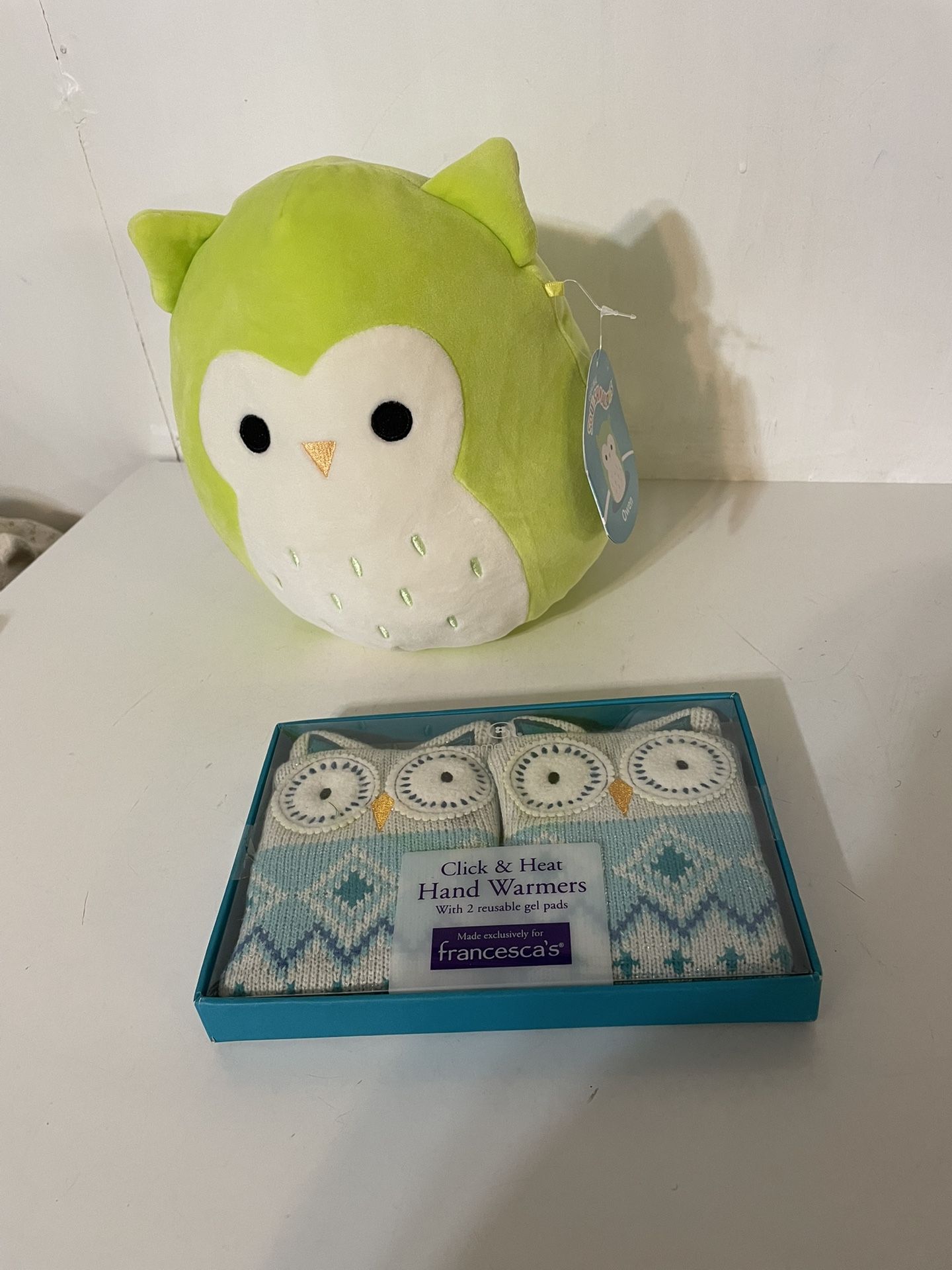 Owl Squishmallow And Hand Warmers Never Used