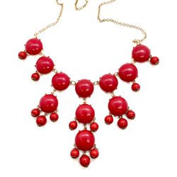 Fashion Red Bauble Necklace 8752