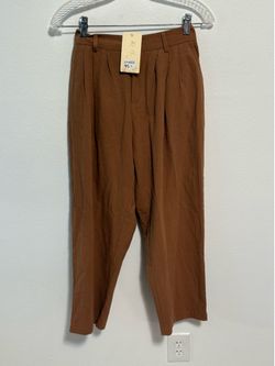 NWT Alexis Fashion Women's Pleated Tapered Pants Brown Size Large   High Waisted