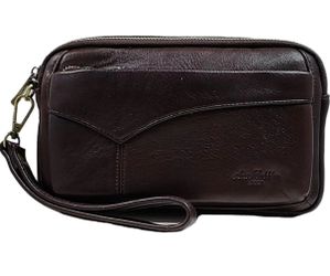 rand: Auwinor Genuine Leather Men Wrist Bag Formal Clutch Business Handbag Outdoor Wallet Daypack Lightweight