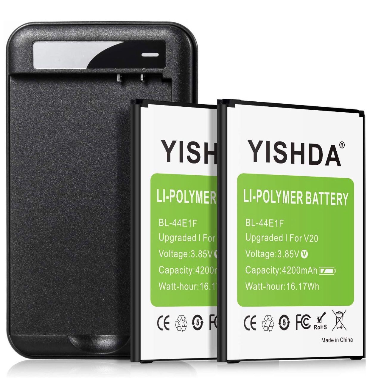 LG V20 Battery (Upgraded), YISHDA 2x4200mAh Li-Polymer Replacement LG BL-44E1F Battery with LG V20 Battery Charger for LG V20 H910 H918 LS997 US996 V