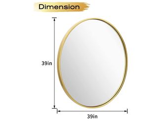 Round Wall Mirror Gold Frame 39 Inch