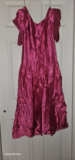 strapless open back dress Pink 3D Floral A-Line Cap Sleeves Long Prom Dress with Slit Pink / US 6