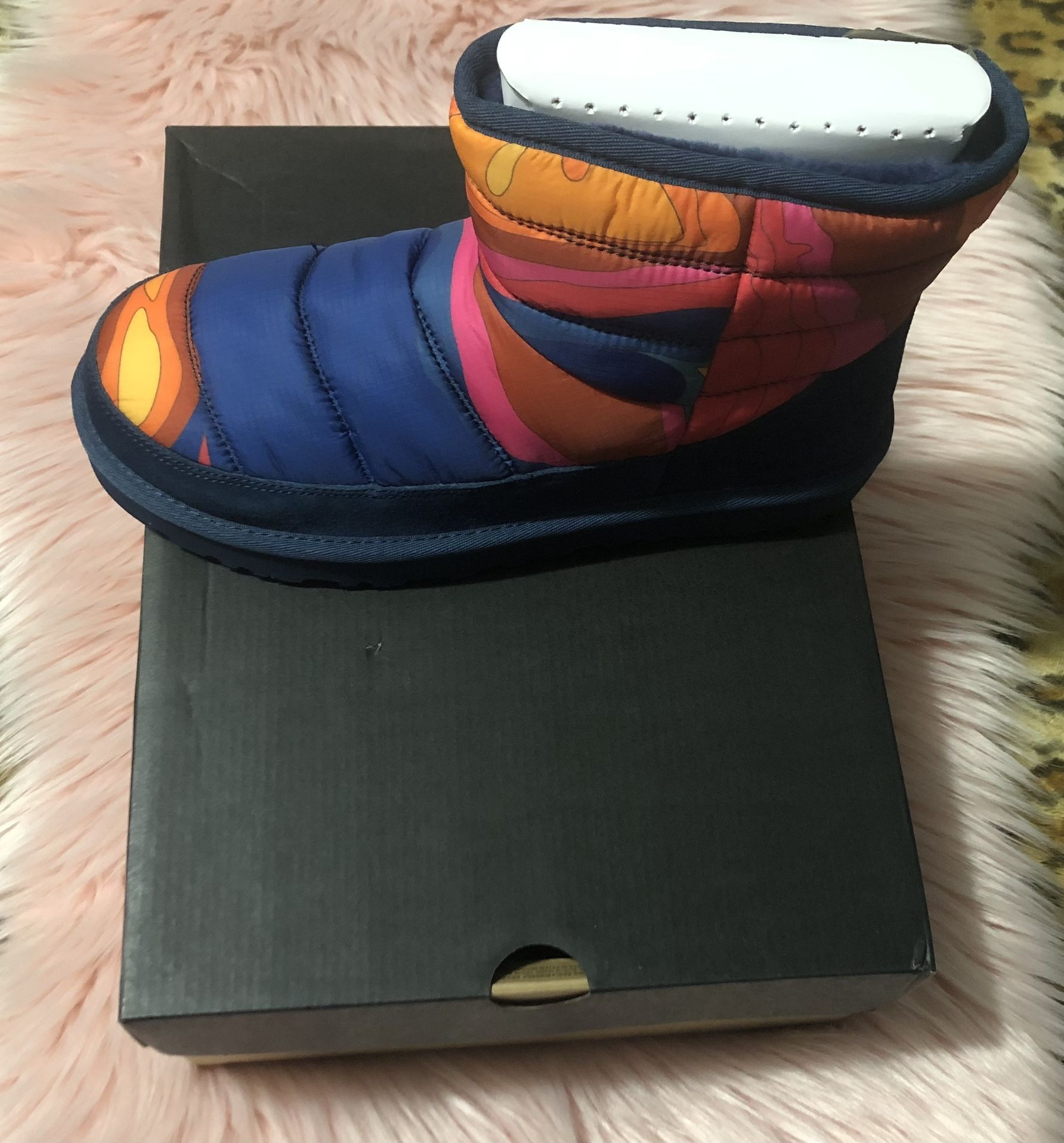 UGG Classic LTA Cali Topo Rainbow Suede Sheepskin Snow Boots