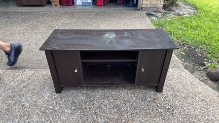 Black Wood TV Stand with Cabinet Doors