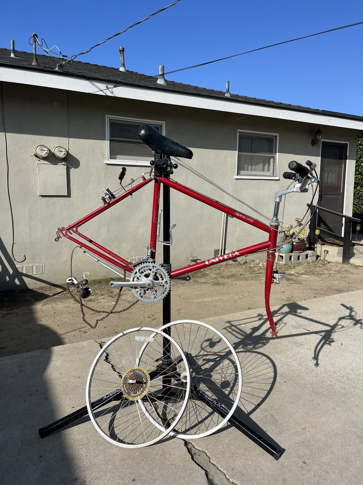 Univega Alpina Uno Steel Vintage MTB Frame + Wheels And Some Components