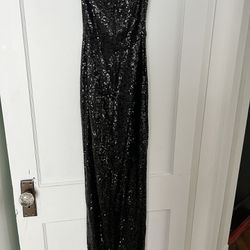 Black Strapless Sequin Gown