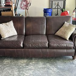 Leather Couch & 2 Pillows 