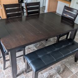 Dining Table Real Wood And leather