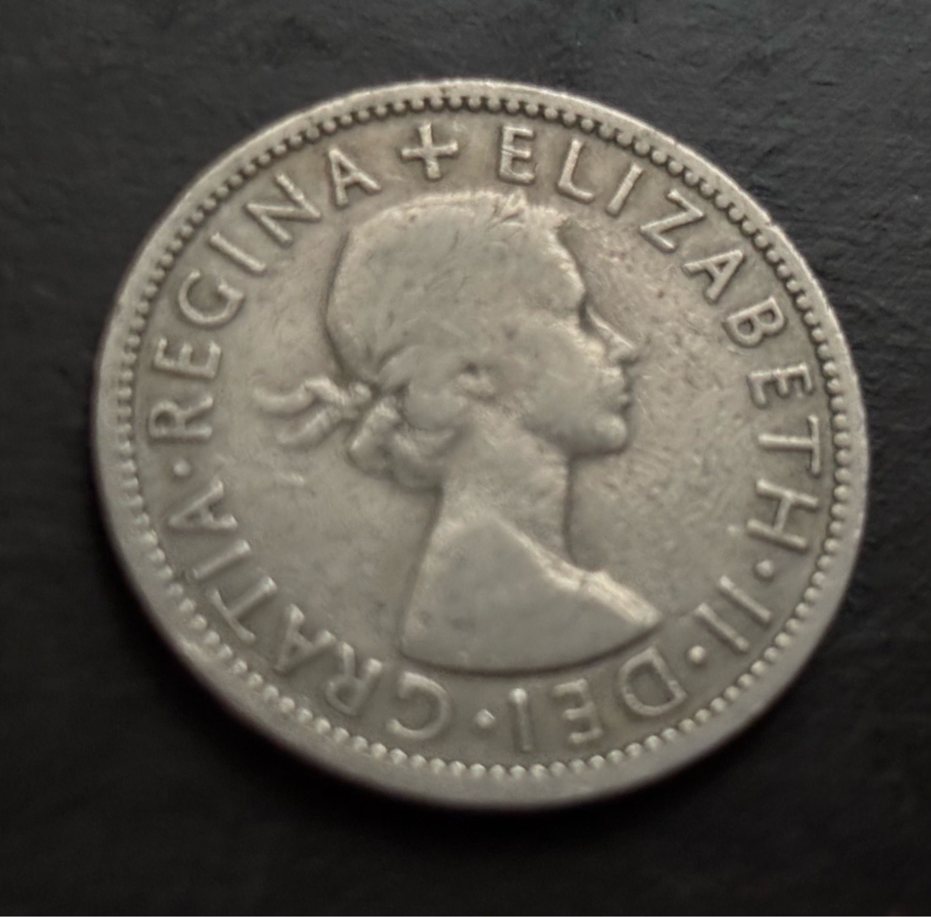 Two shillings 1955 coin of Great Britain