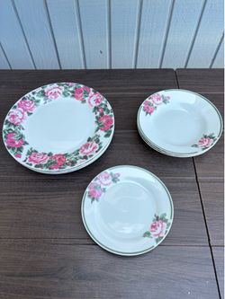 Vintage Gibson Rose plates bowls
