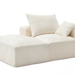 Boucle Upholstered Free Combination of Flexible 2-Seater Lazy Leisure Sofa with 2 Pillows for Living Room - Beige