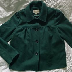 Womens Banana Republic Green Wool Pea Coat