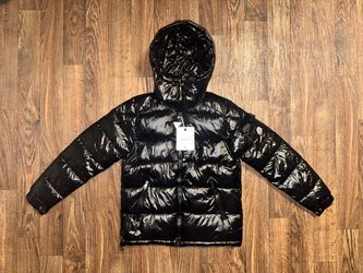 Moncler Black Glossy Puffer Jacket with Hood