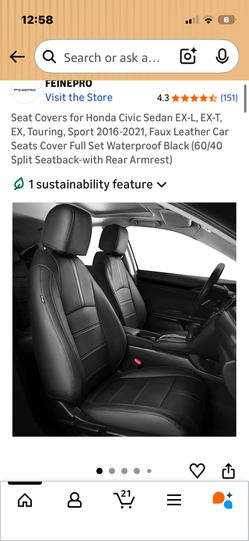 FEINEPRO Seat Covers For 2016-2021 Civic