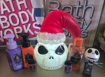 Bath & body works nightmare before christmas lot, light up jack popcorn bucket