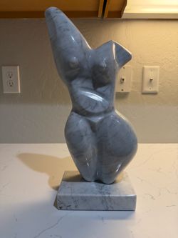 Marble Female Torso Sculpture with Base