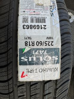 (1) 18” Kumho 225/60/18 brand new single tire
