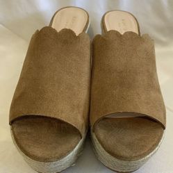 KATE SPADE Toby Espadrille Slide Wedge Brown Suede Size 7.5, 8, 8.5
