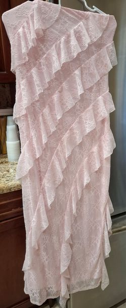 Pink Lace Tiered Ruffle Maxi Dress