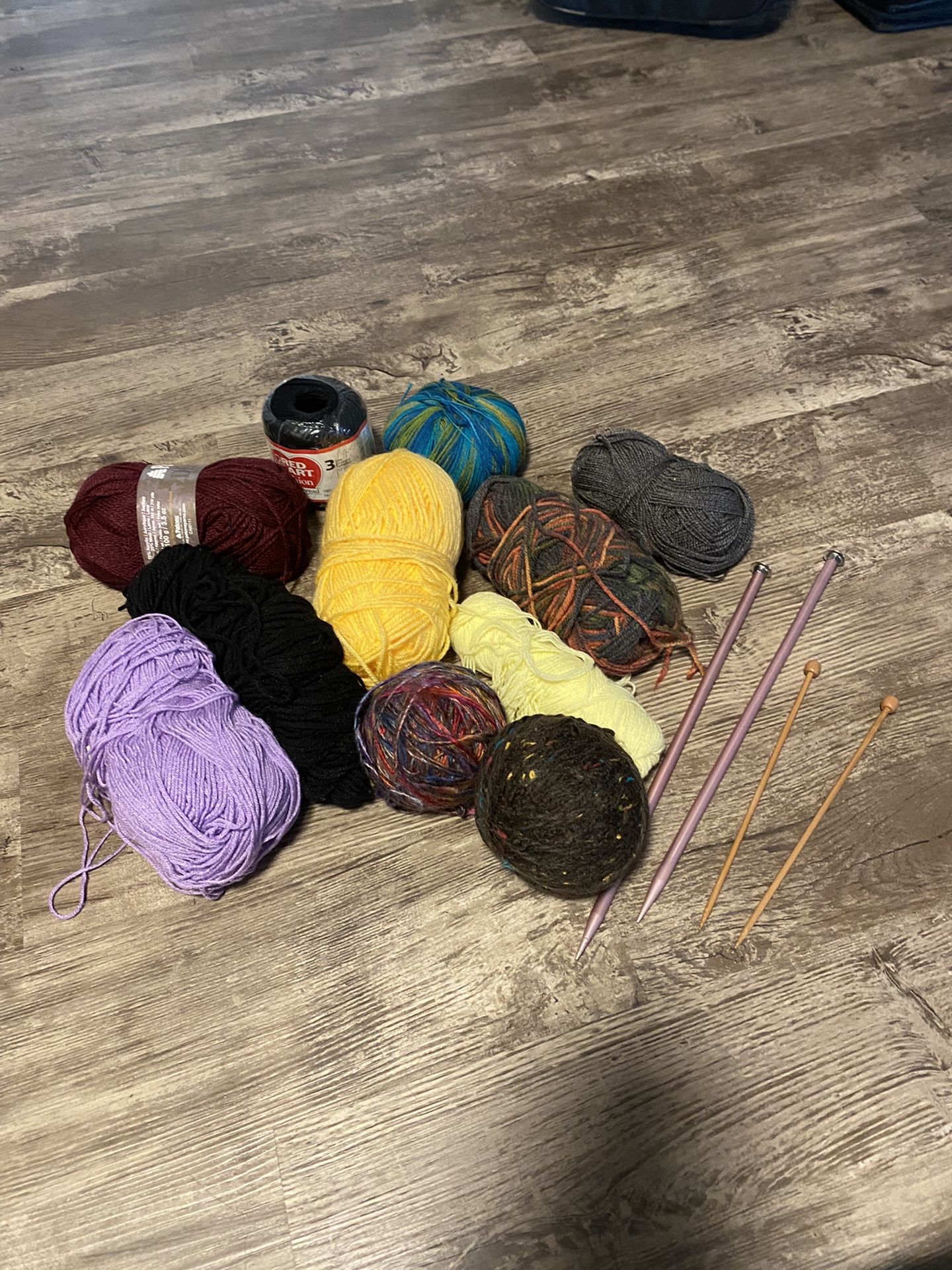 Yarn, Crochet Thread, 2 Sets Of Knitting Needles