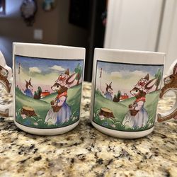 Vintage Easter Bunny Peter Rabbit 10 oz. Ceramic Coffee/Tea mugs with Bunny Handles - $5 Each