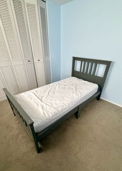 Twin Bedroom Set – Bed, Tall Dresser & Wide Dresser – Dark Gray
