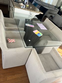 6’ X 3’ Glass Table With 6 Chairs